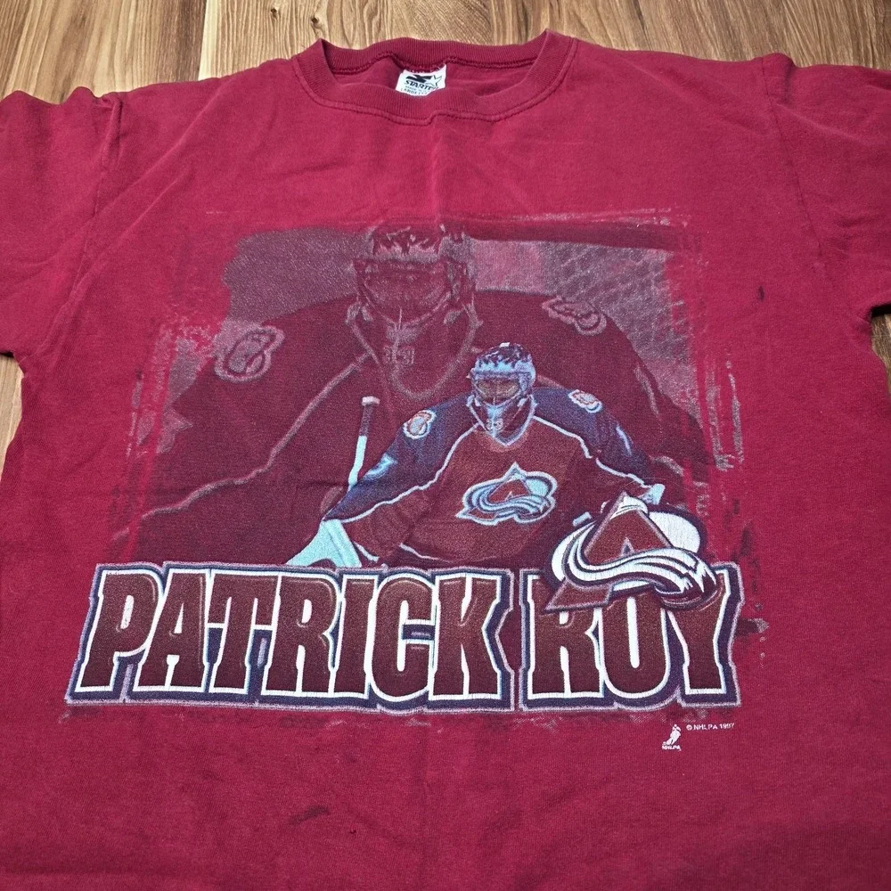 Vintage Colorado Avalanche Starter Shirt Boys‎ Large Red NHL Hockey Patrick Roy